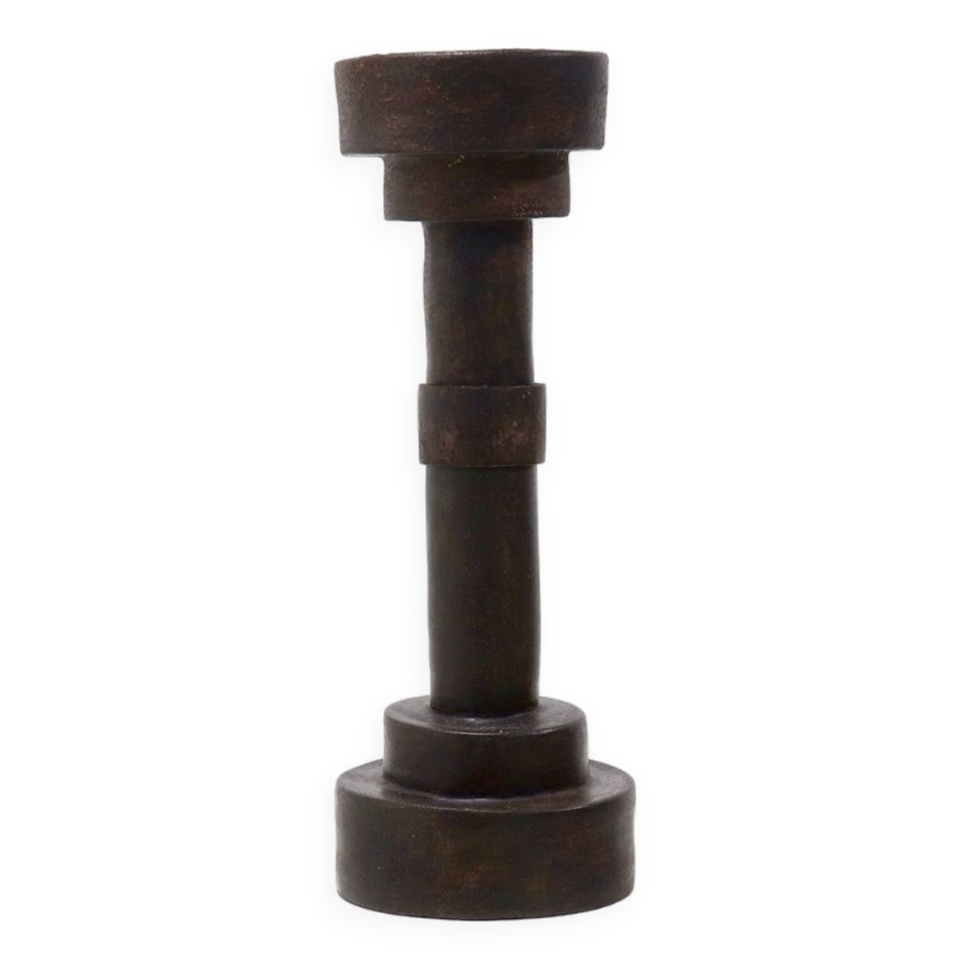 Objet cylindrique en grès brutaliste signé Studio Pottery années 1960