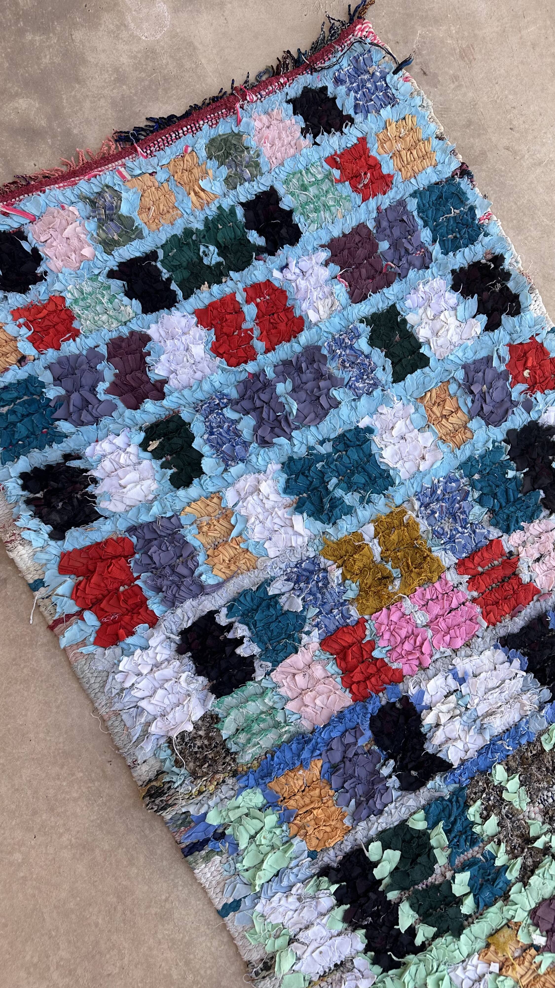 Tapis Marocain Boucherouite coloré - 81 x 284 cm