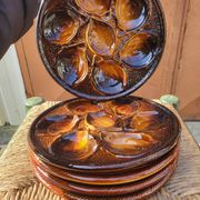 5 earthenware oyster plates from Saint Clement, 1960s