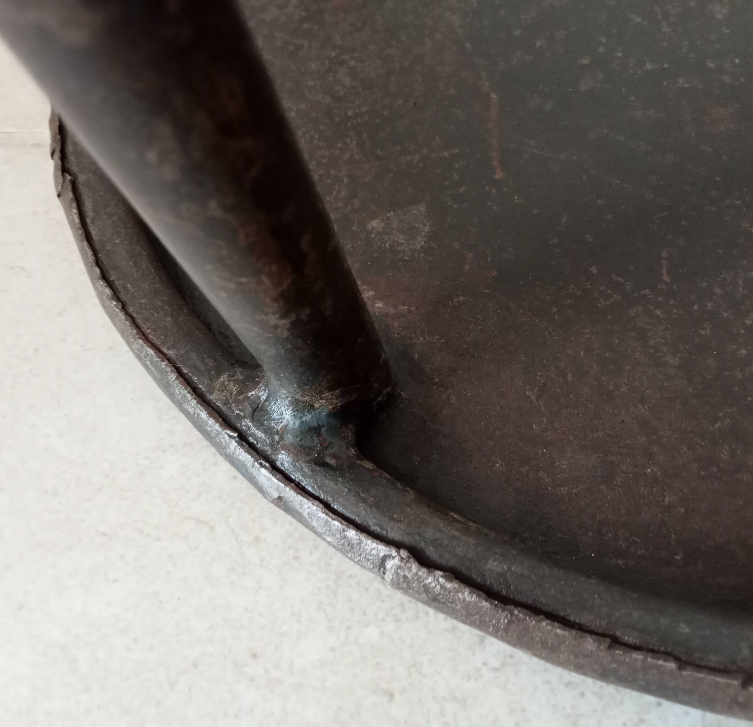 Brutalist high stool from the 1960s in solid steel.