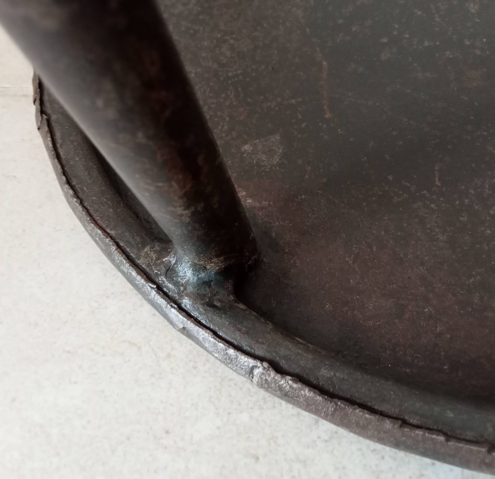 Brutalist high stool from the 1960s in solid steel.