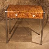 Small desk vanity 70 walnut burl chrome base