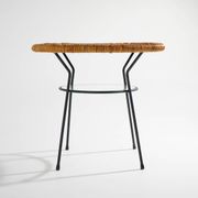 Table basse avec plateau rond en rotin, années 1950