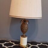 1970s old brass pineapple and gold metal lamp