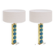 Mid-Century Modern Style Light Blue Murano Glass and Brass Pair of Table L
