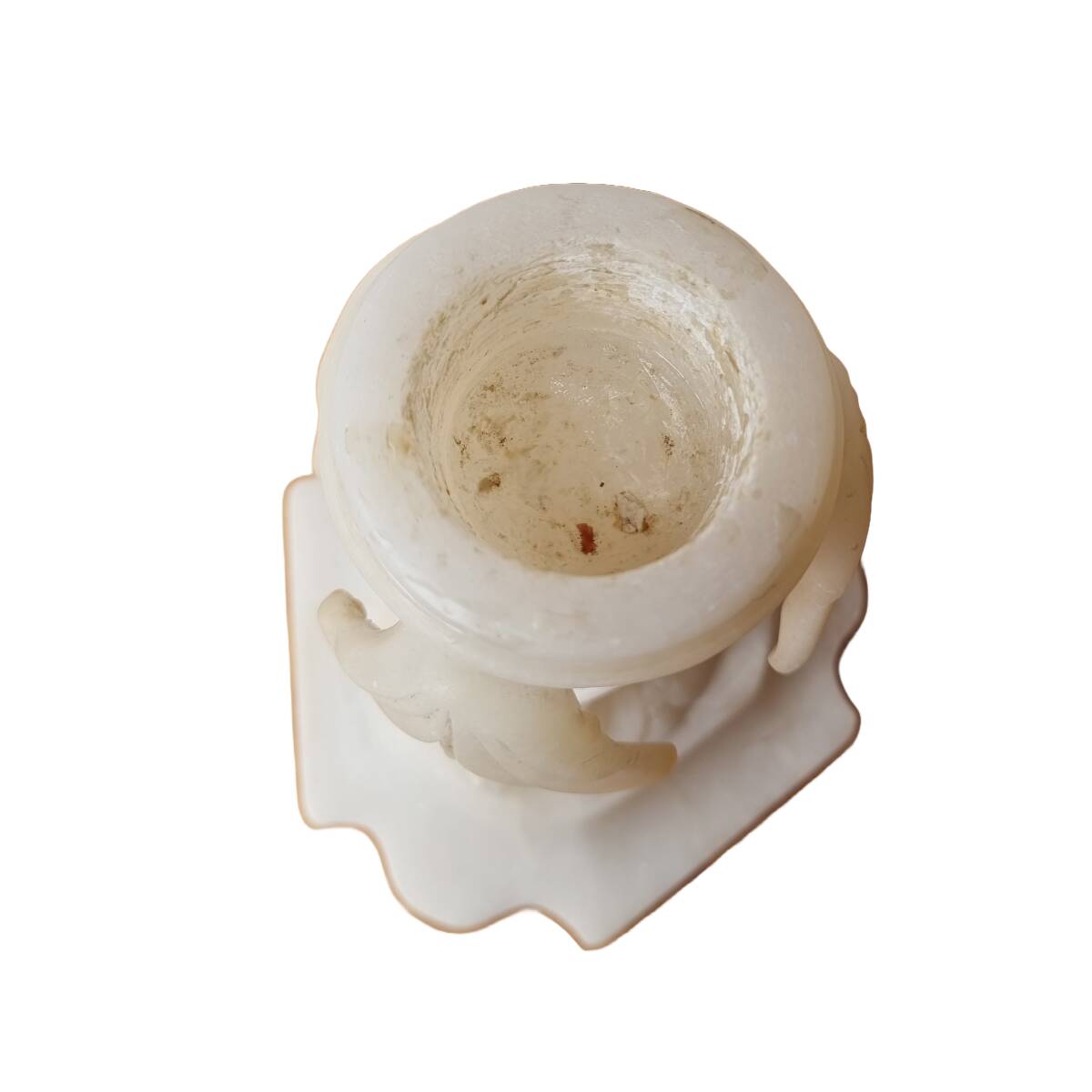 Antique Alabaster Tea Light Holder On Foot, late 1800s
