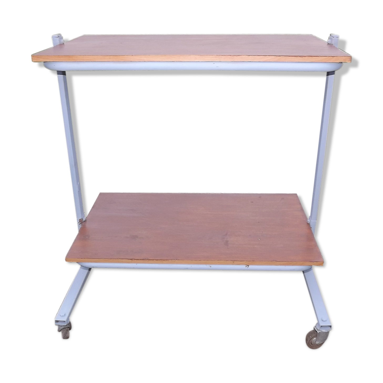 Iron and wood industrial rolling table
