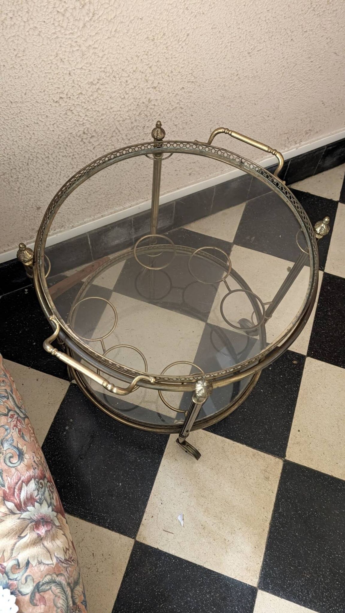 Brass and glass bar cart