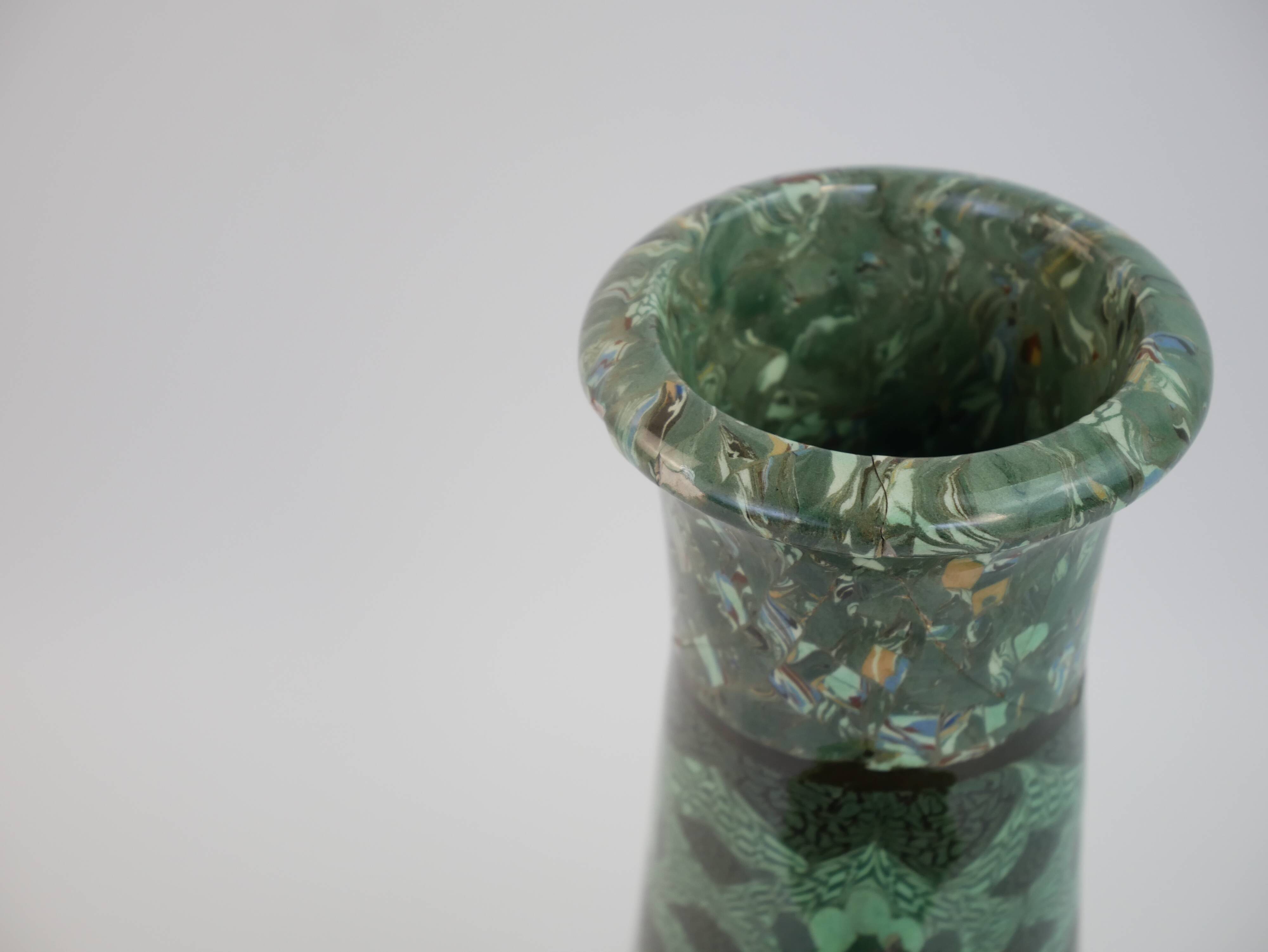 Grand vase en céramique terre-mêlée verte de Jean Gerbino Vallauris