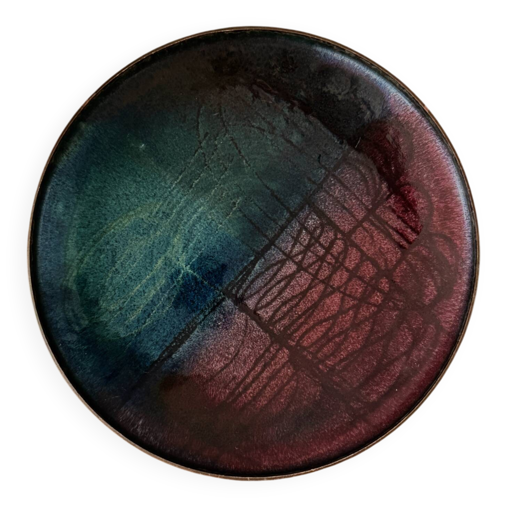 Scandinavian catchall bowl email on copper Bjørnstad Norway 1970