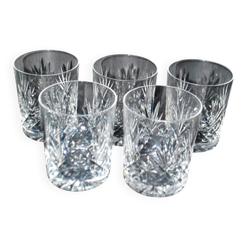 Saint-Louis lot de 5 verres à whisky Massenet 4147 gobelet en cristal taillé H9