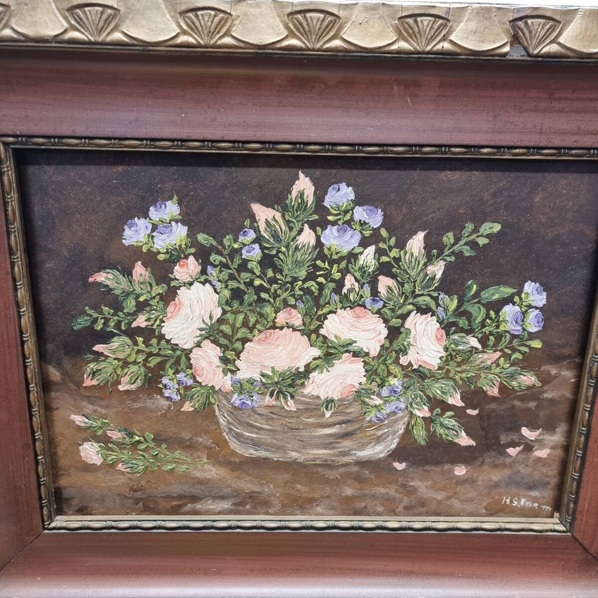Vintage Oil Painting Flowers H. Storm, 1970s