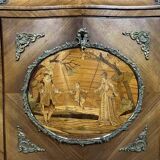 Fully curved Louis XV style secretary in precious wood marquetry circa 1850