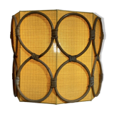Vintage pendant light in orange fabric and rattan