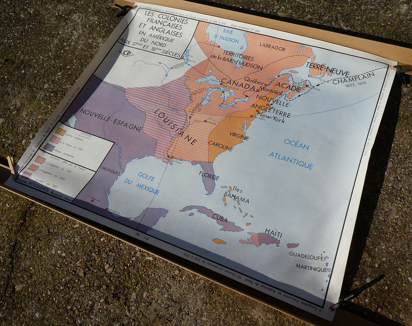 Rossignol map, school poster No. 13 of Western Europe from 1610 to 1715