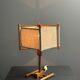 Midcentury Scandinavian pine table lamp with square fabric shade, 1970s