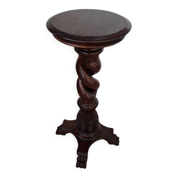 Elegante Colonna Porta-Piante/Busti in Mogano – Vintage Anni '60