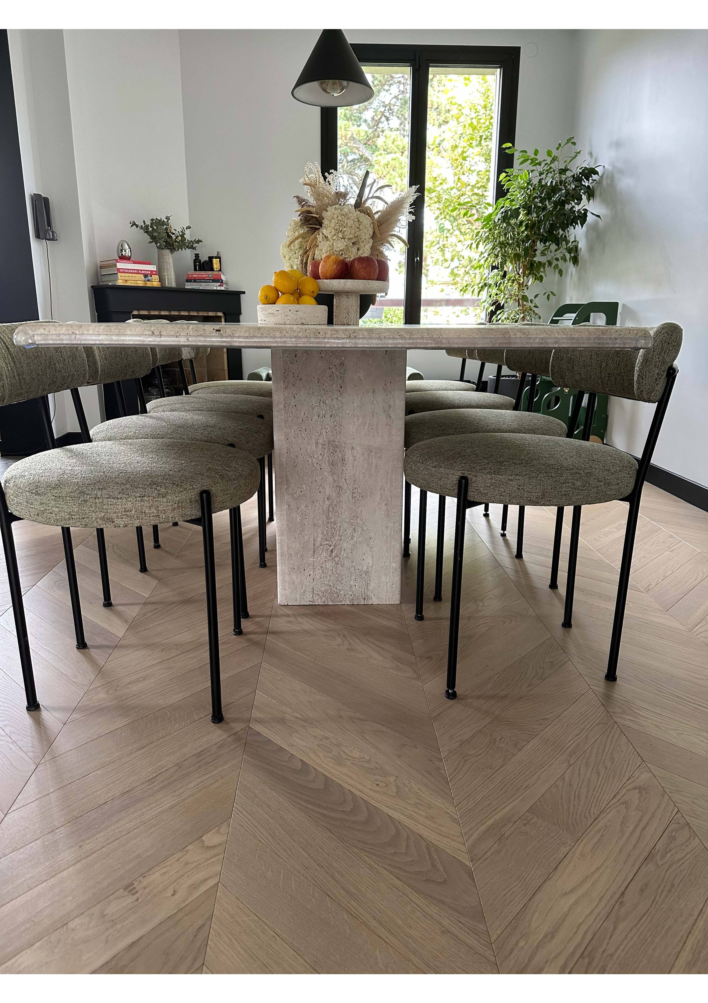 Travertine dining table