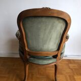 Green shepherdess armchair Louis XV style
