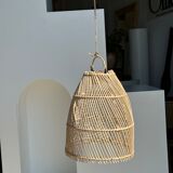 Rattan pendant lamp in the shape of bell D25 H28