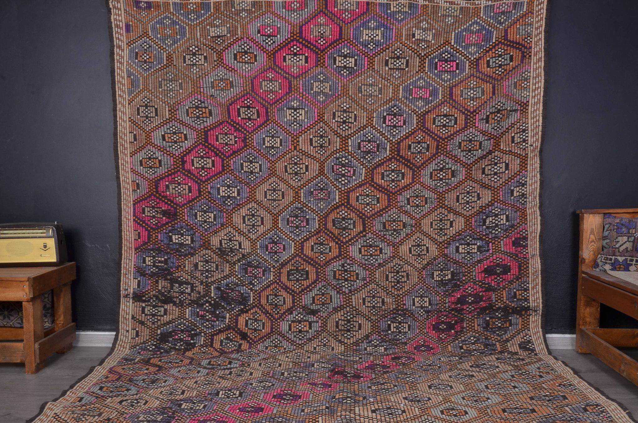 Tapis Kilim multicolore Oushak sku c258