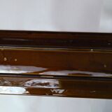 Plat 61cm brun kaki Digoin relief poisson