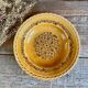 4 vintage amber ceramic soup plates