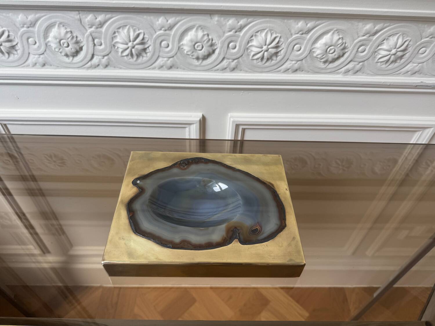 Agate and brass pocket emptier, 1970s