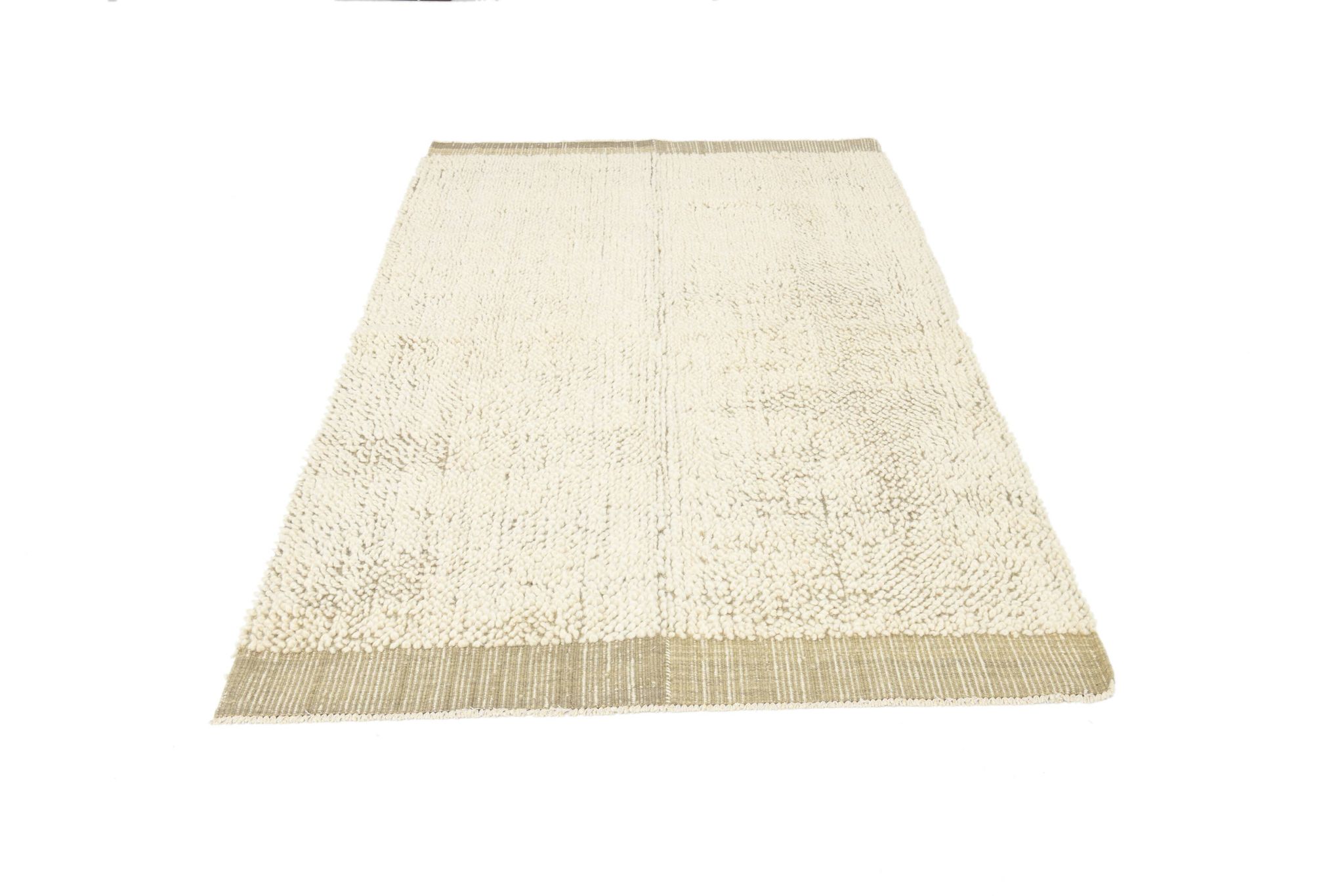4x7 Army Green & Beige Modern Kilim Rug, 130x215Cm