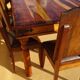 Solid wood and wrought iron table
