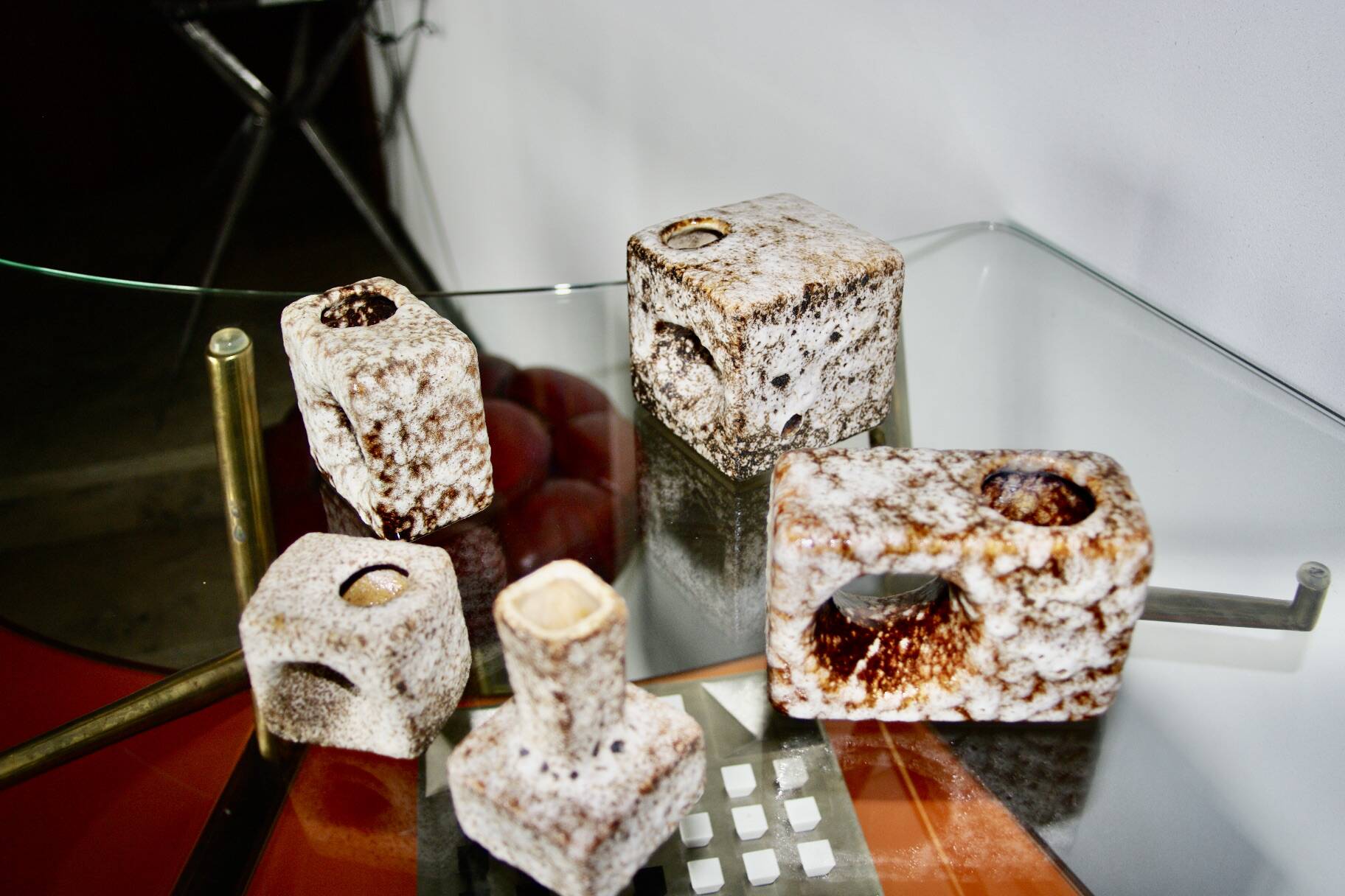 Set of vintage cubist ceramic vases by schaffenacker 1970