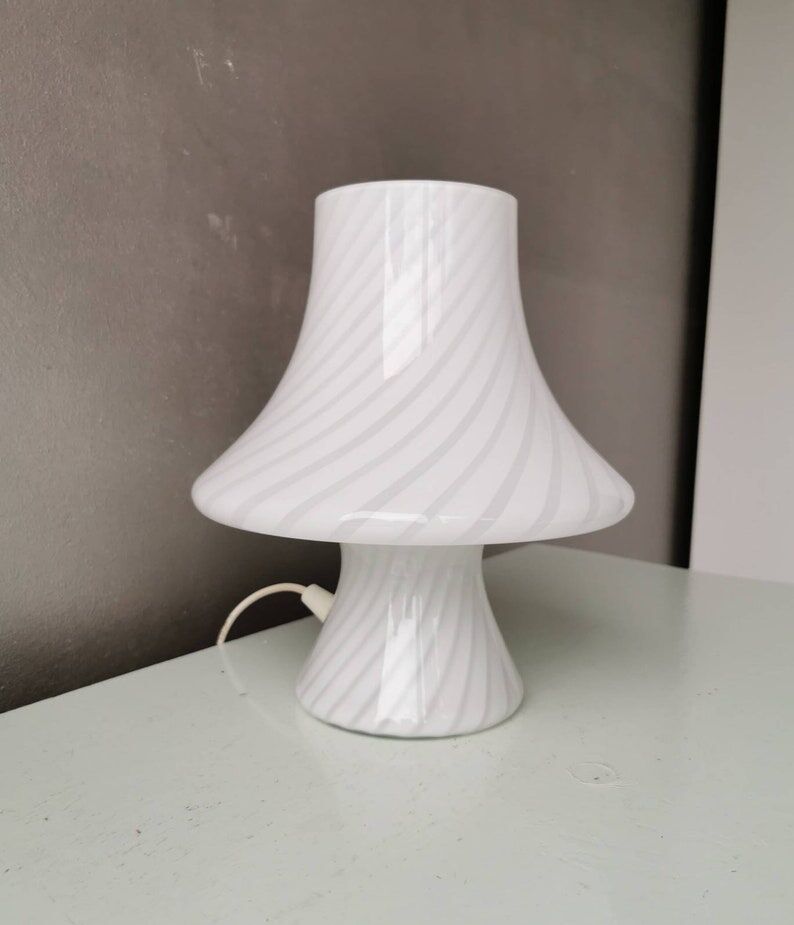 Mushroom lamp Murano white, Gambaro e Poggi for Vetri, 1970