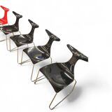 6 x Delfy chair by Gino Carollo for Ciacci Kreaty / Italy 1990s / 2 x red - 4 x black