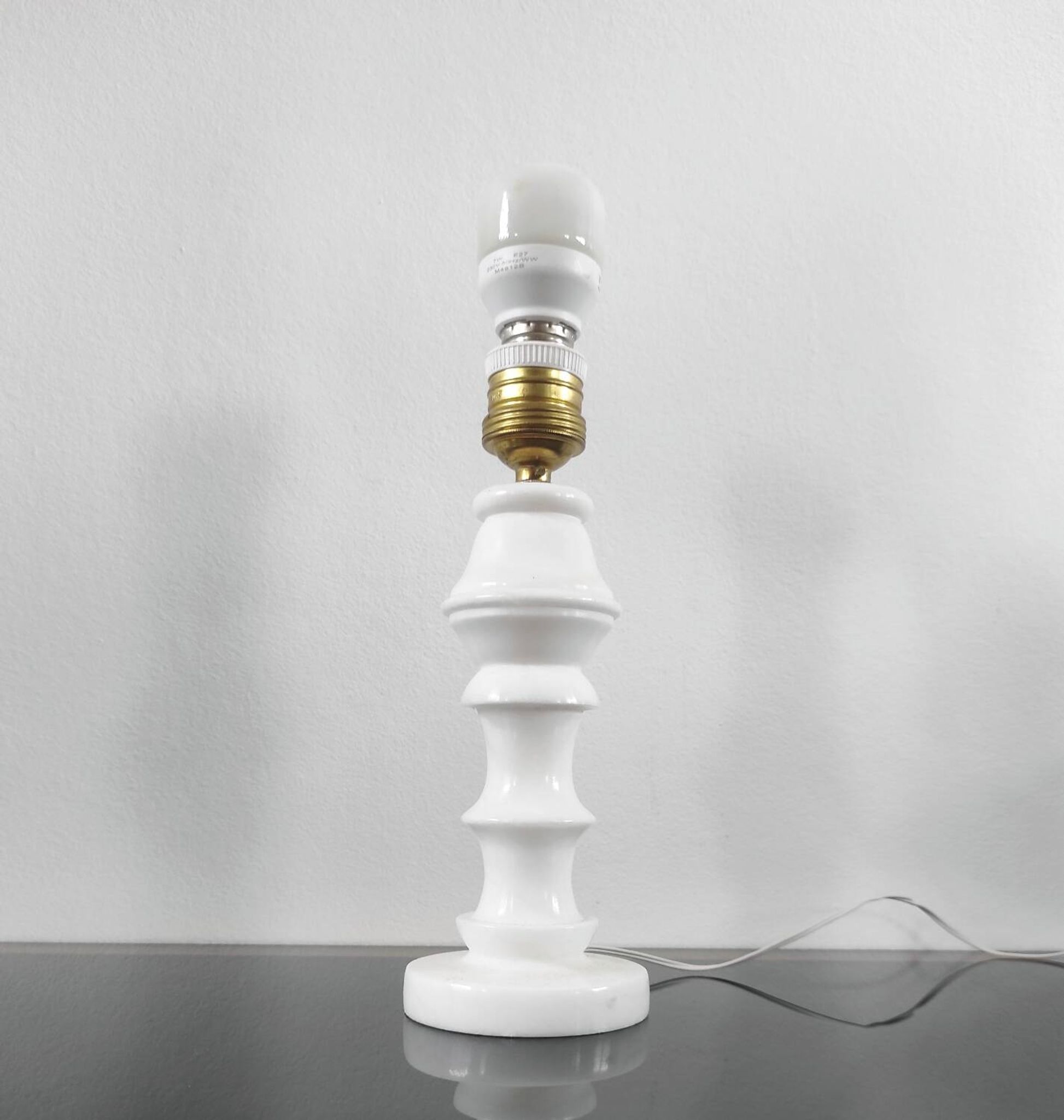 Vintage lamp base in white marble
