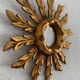 Vintage 1960 sun mirror carved wood gold leaf - 27 cm