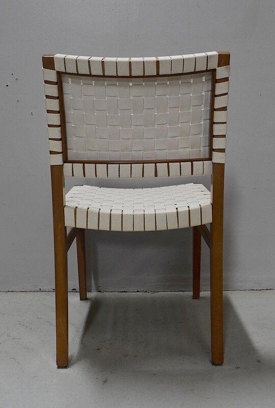 Suite of 6 vintage chairs in light beech late 20th