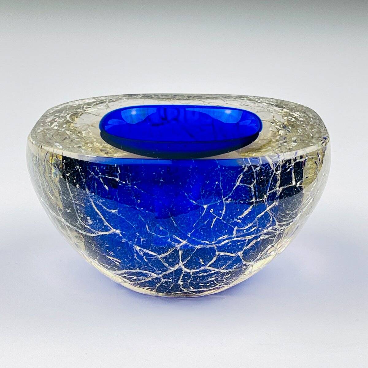 Vintage blue Italian Murano glass ashtray, 1980s