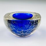 Vintage blue Italian Murano glass ashtray, 1980s