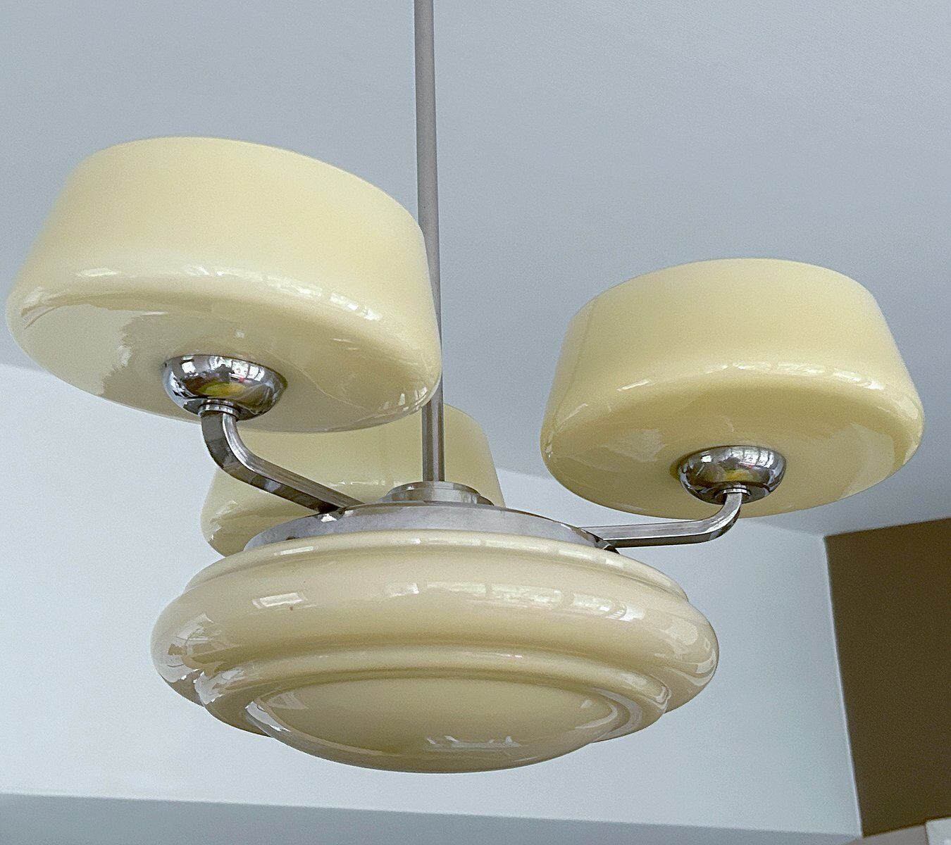 Large Art Deco pendant light in glass, 1930s