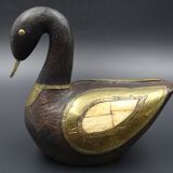 Wooden and brass swan