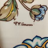 Old hexagonal vase v v carraresi ceramic white decoration flowers vintage