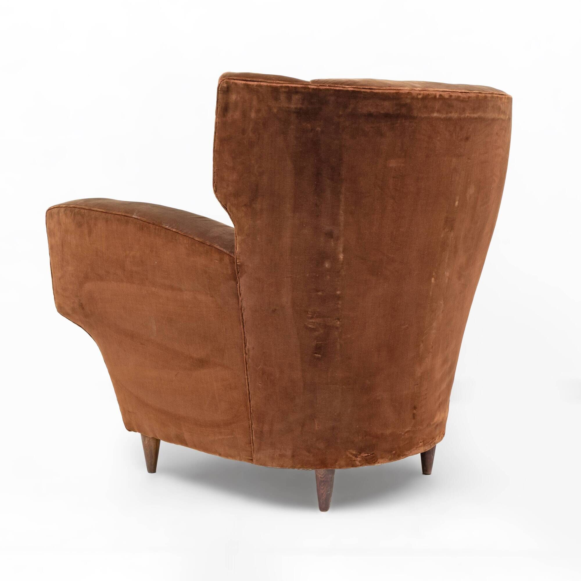 Melchiorre Bega Italian Mid-Century Velvet Armchairs, 1950s, Pair
