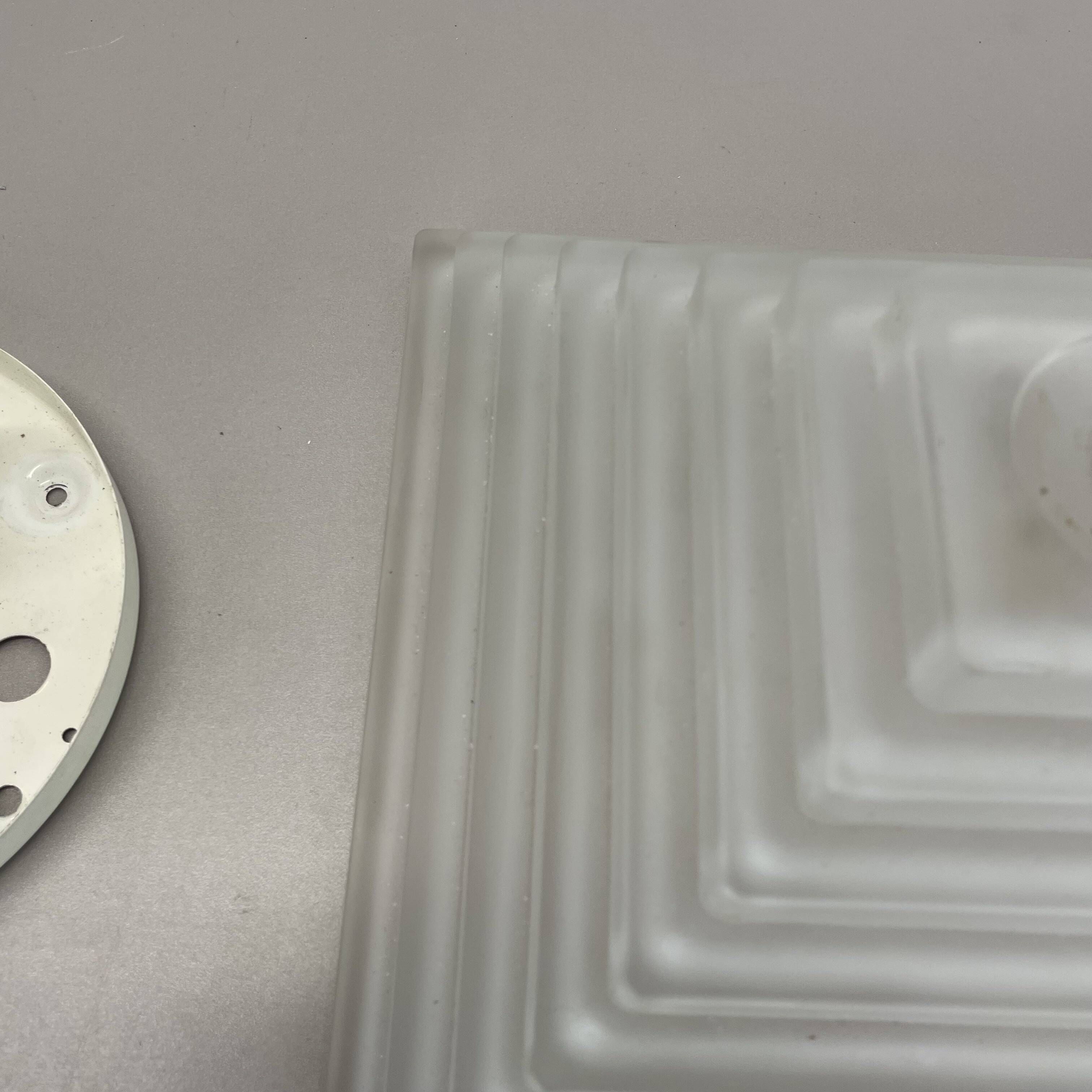 Cubic satin white glass wall light by glashütte limburg attrib., germany 1980s
