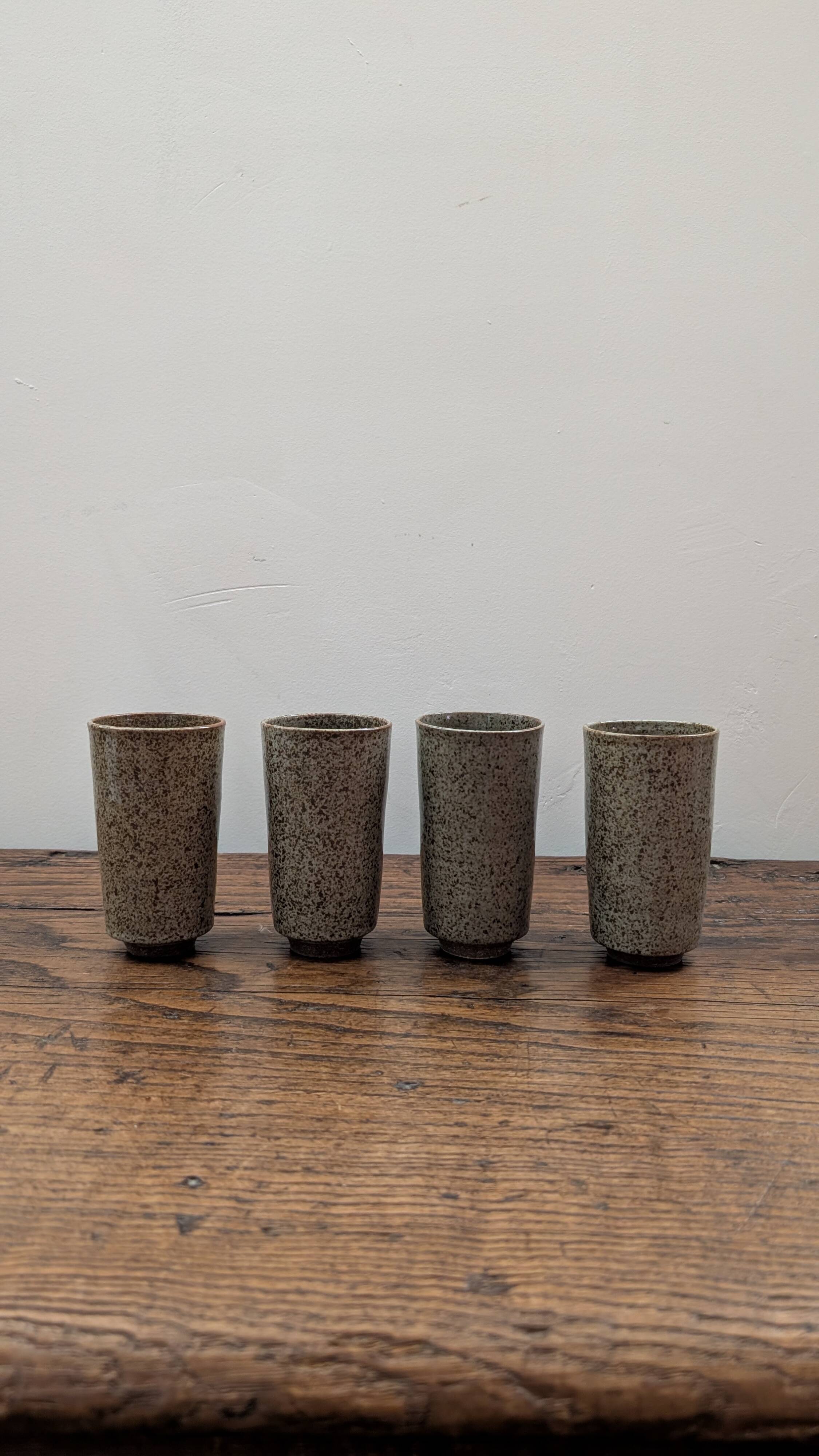 Set of 4 speckled ceramic mazagrans.
