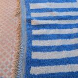 Moroccan Berber blessed ouarain rug modern blue and white