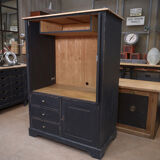 Fir cabinet with reentrant doors and drawers