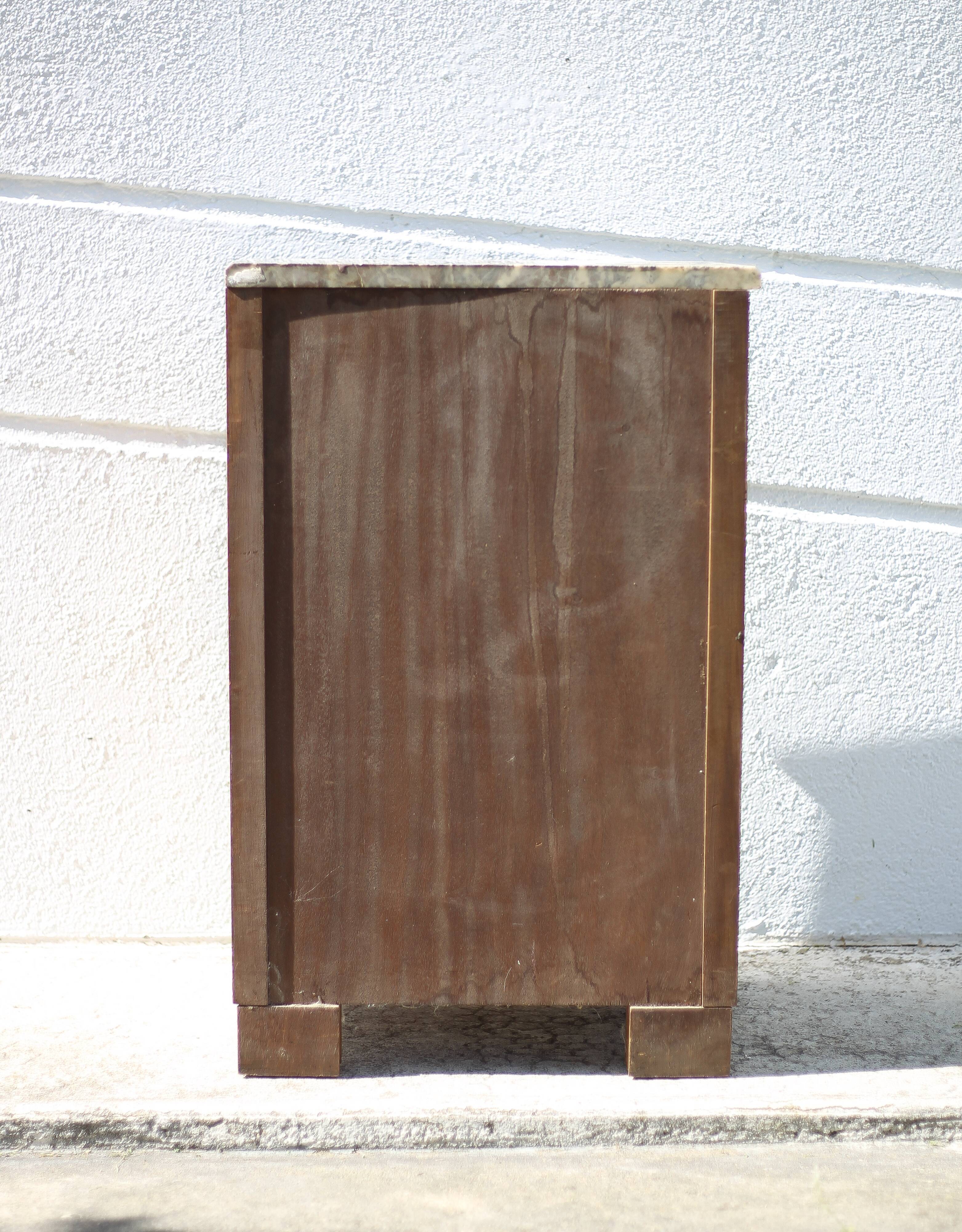 Art deco bedside table, art deco wooden bedside table with marble slab