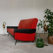 Convertible bench daybed rockabilly red and blakc 50-60s