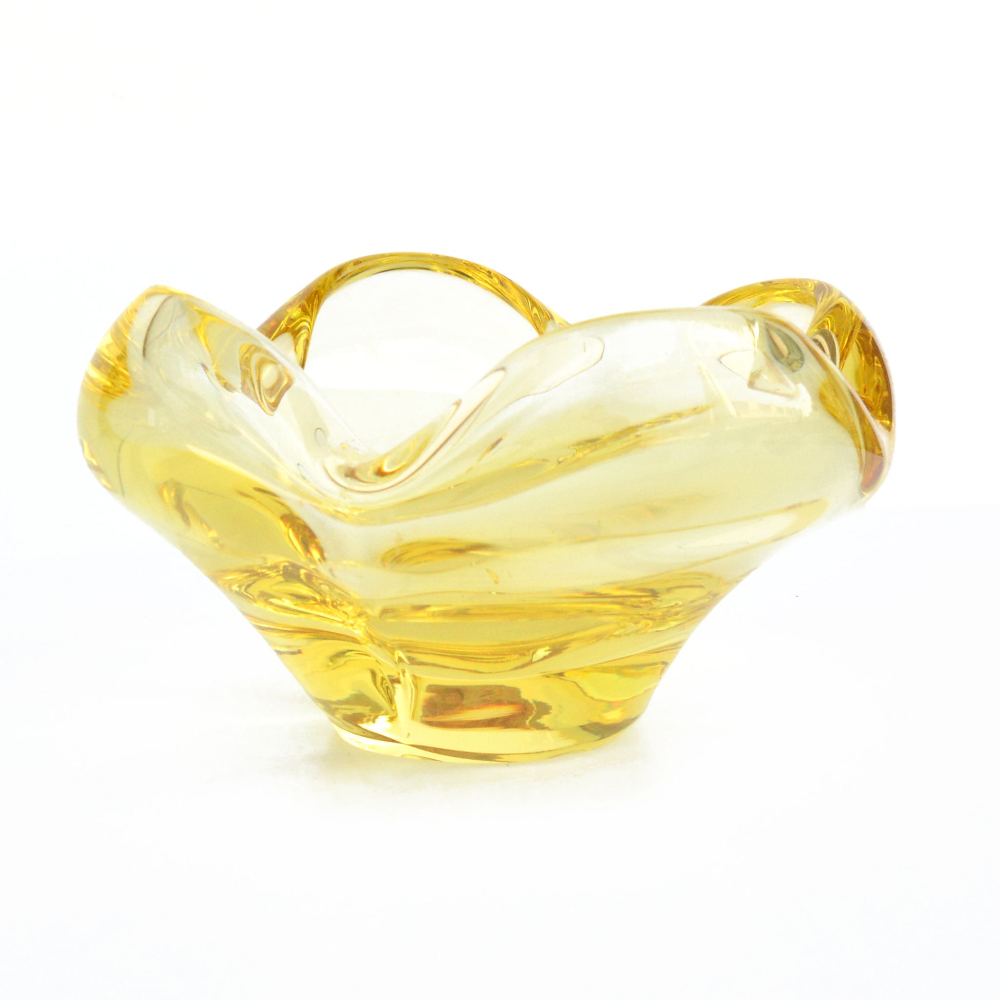 1960s organic modern ashtray, designed by M. Klinger, Zelezny Brod Sklo, Czechoslovakia