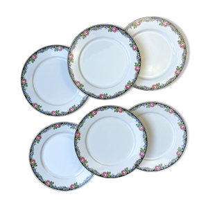 6 assiettes plates en porcelaine